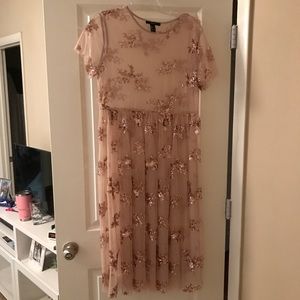 Dress women sequin rose gold champagne large